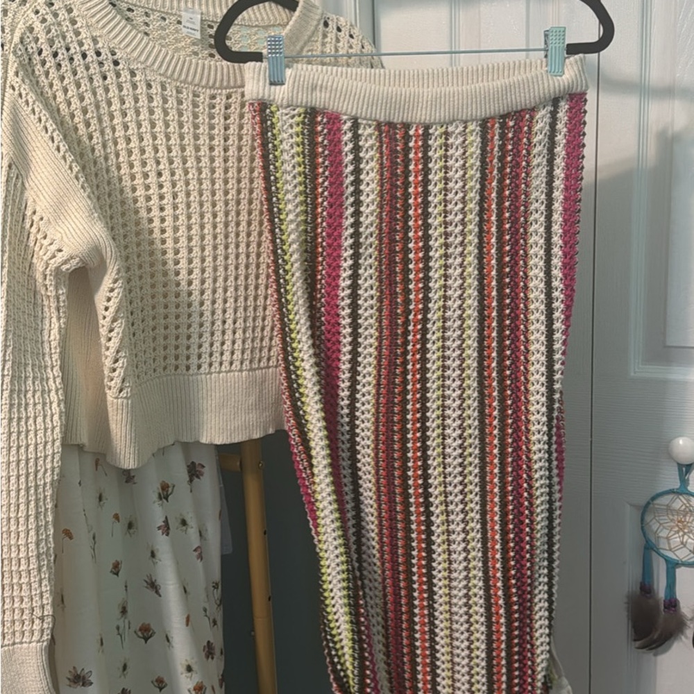 Colorful Striped Knit Skirt Set